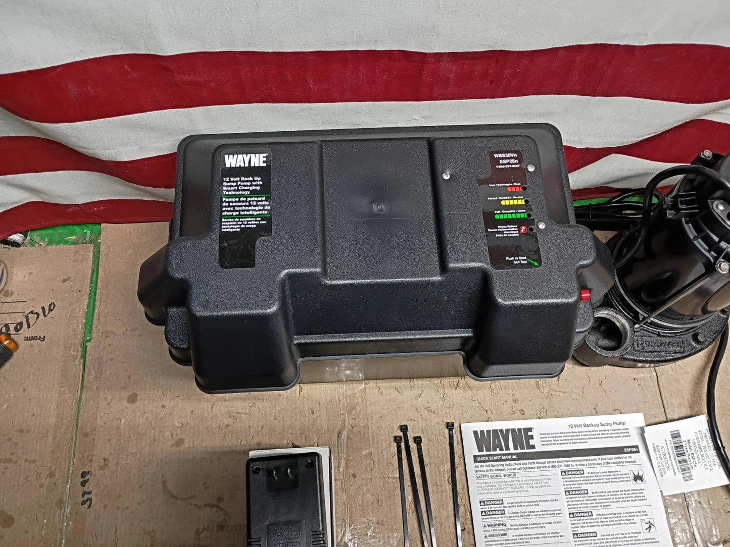 Wayne ESP25N Upgraded 12V Battery Backup System Black Backup Pump **READ DISCR**