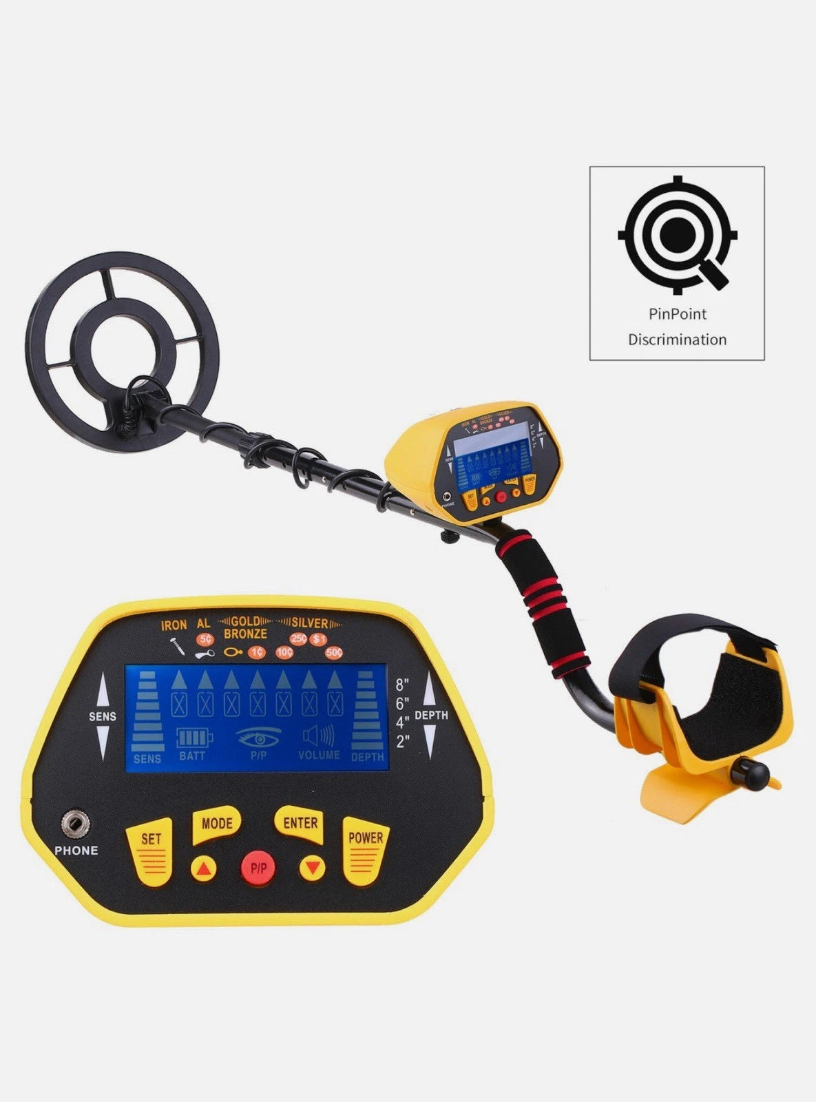 Canway OT-MD01 Metal Detector - Adjustable Digital Display, All Metal