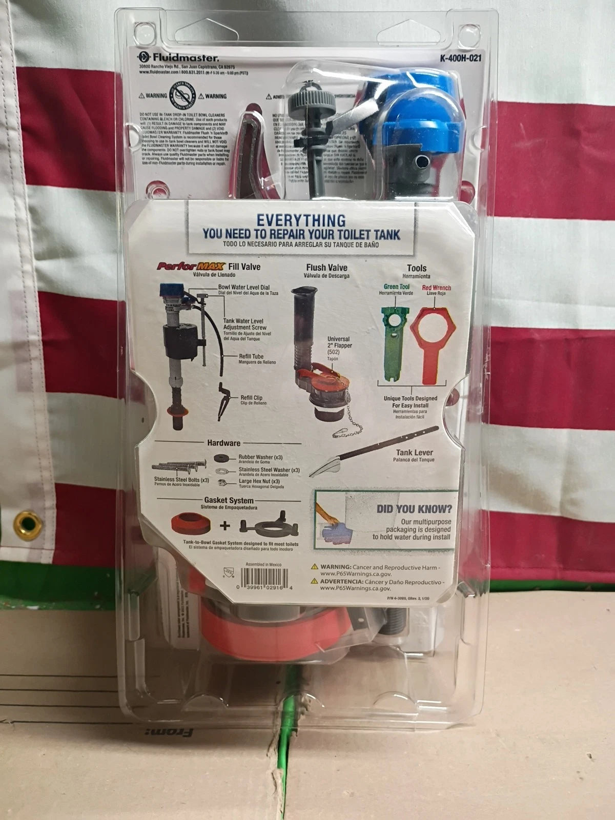 Lot Of 7 Fluidmaster Universal Complete Toilet Kit #K-400H-021..