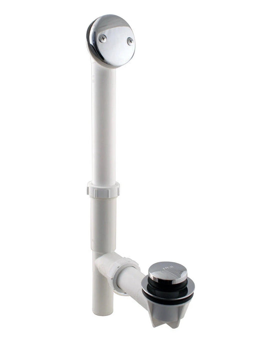 A593244CP 14" x 1-1/2" White Tubular Bathtub Waste & Overflow Assembly with T...