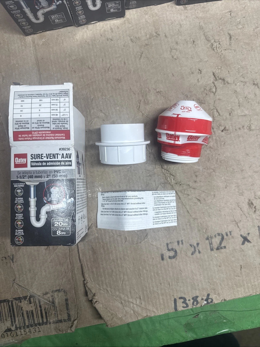 6pk Oatey 39230 Sure-Vent Air Admittance Valve PVC 1-1/2 39230 New Open Box