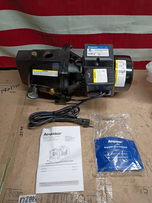 Acquaer CCJC100 1HP Shallow Well Jet Pump, Cast Iron Depth Up 25ft,,PARTS ONLY,,