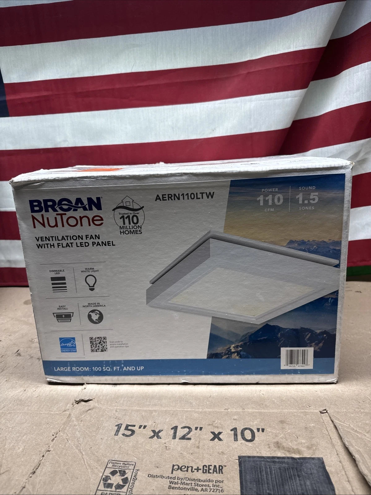 110 CFM Exhaust Fan LED Light Broan NuTone Bathroom Ceiling AERN110LTW