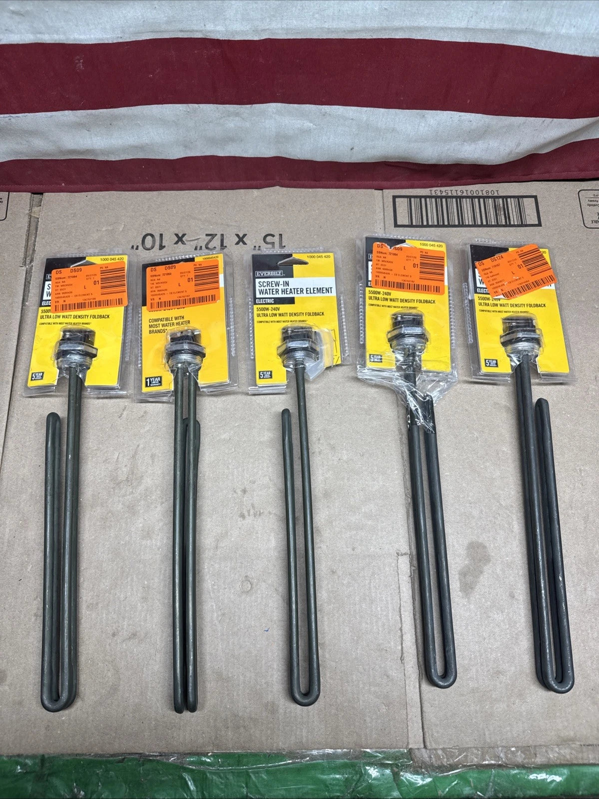 5PK Everbilt 5500W Low-Watt Density Fold-Back ScrewIn Alloy Water Heater Element