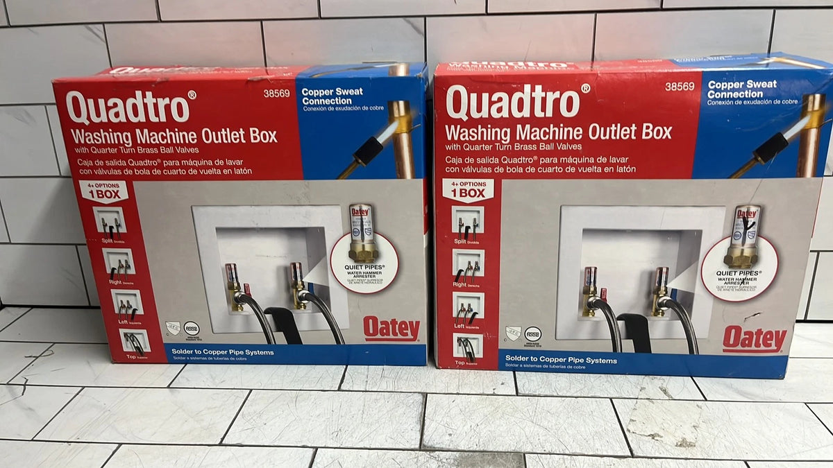 2 OATEY Quadtro 38569 - 1/2" PEX Washing Machine Outlet Box 1/4 Turn Valves