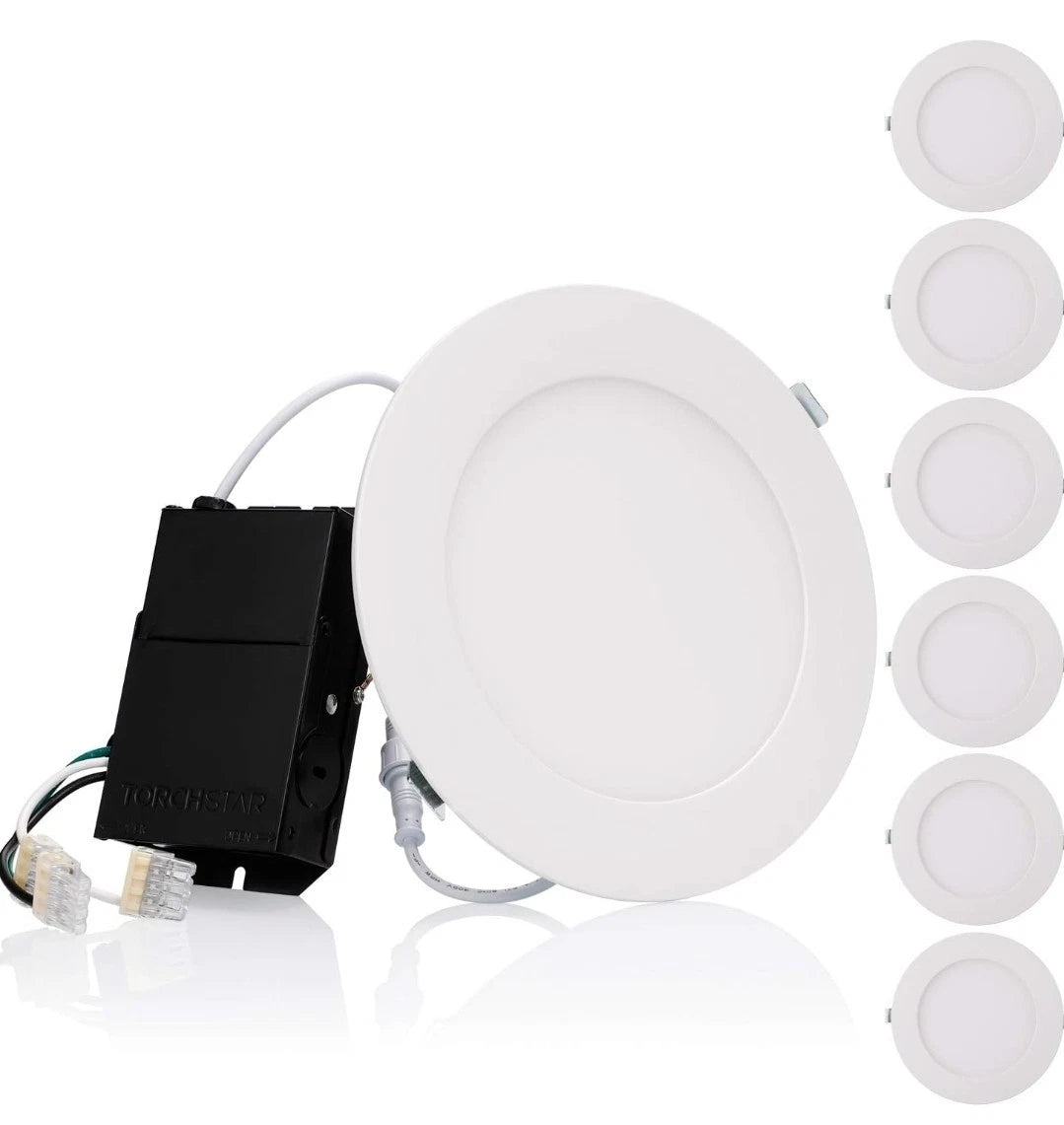 6 Pack Premium Series 4 Inch Ultra-Thin LED Recessed Light with Junction Box