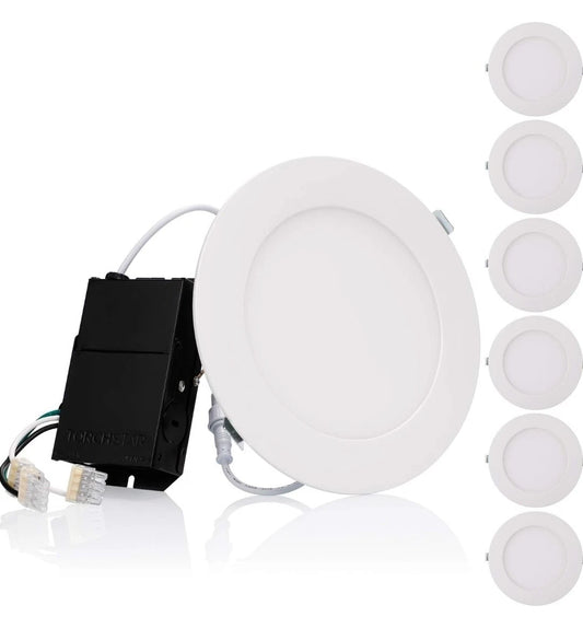 6 Pack Premium Series 4 Inch Ultra-Thin LED Recessed Light with Junction Box