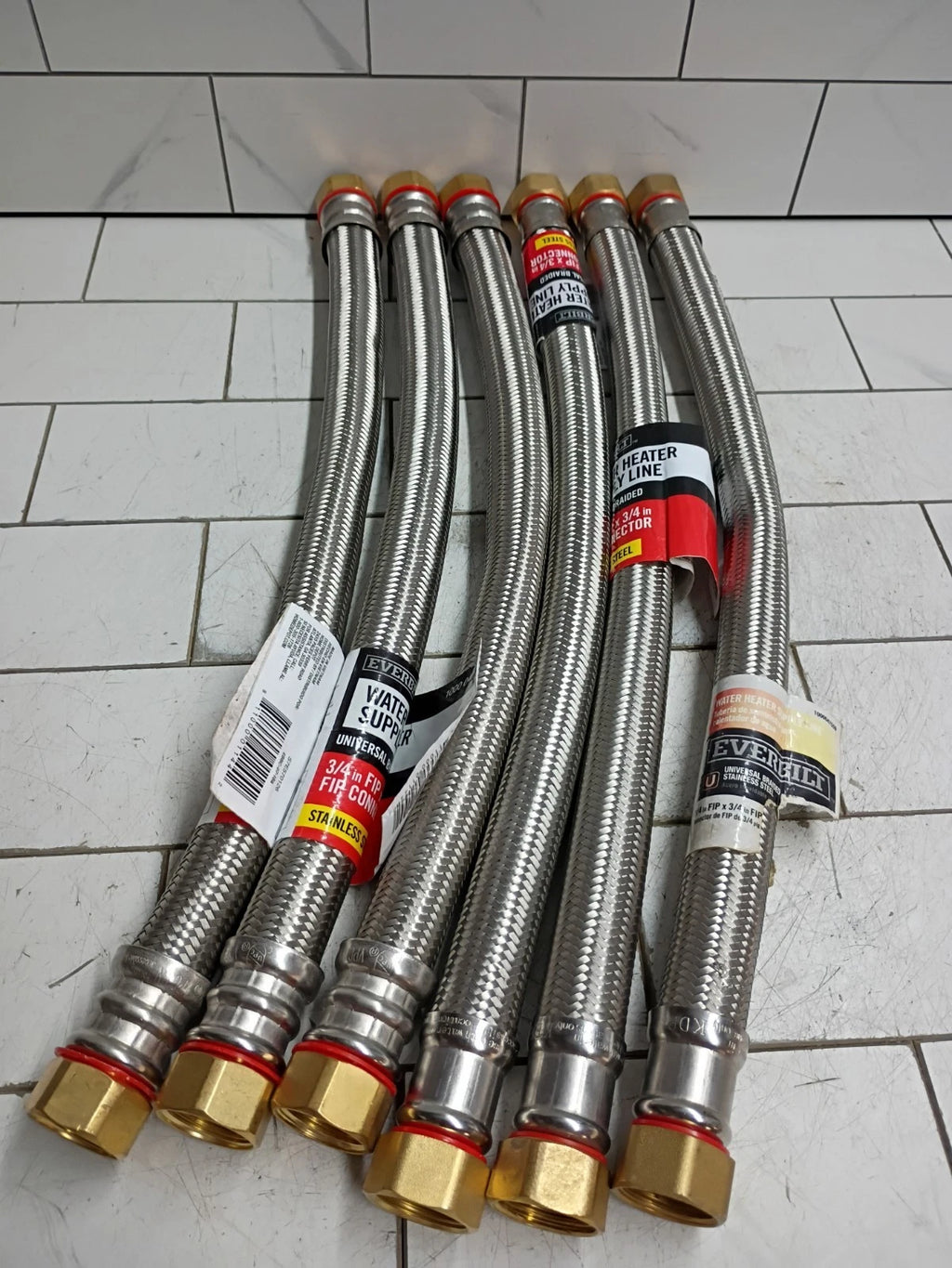 6 PK Everbilt 3/4" FIP x 3/4" FIP x 18" Stainless Steel Water Heater Connecter