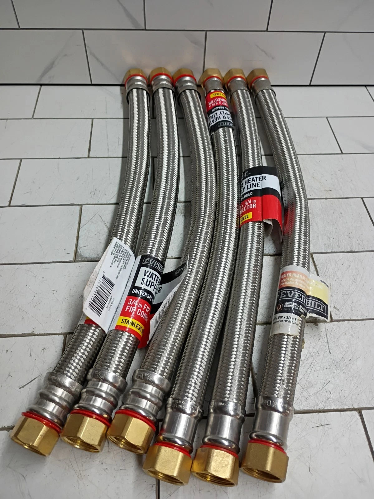 6 PK Everbilt 3/4" FIP x 3/4" FIP x 18" Stainless Steel Water Heater Connecter