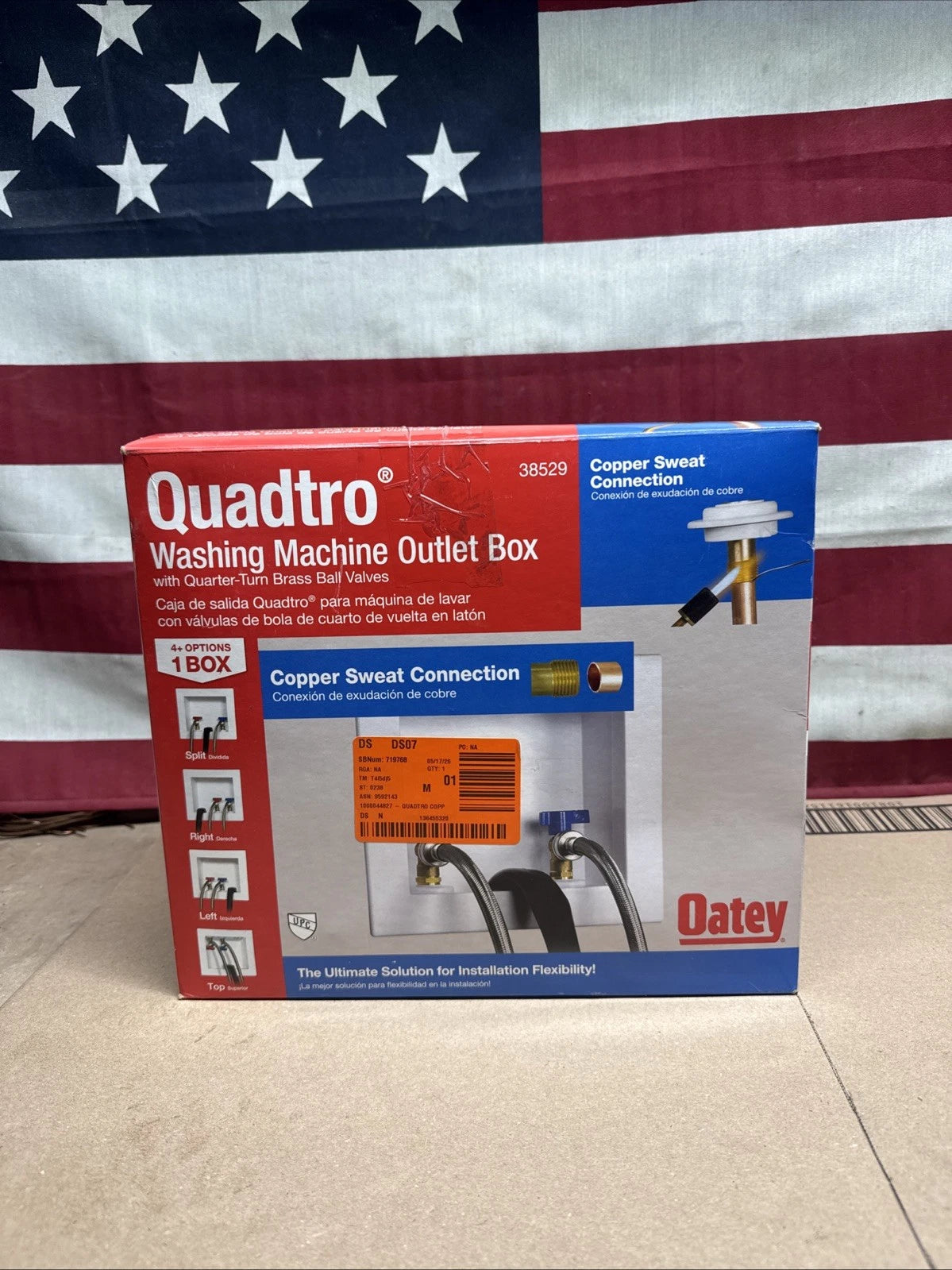 Oatey 38529 Washing Machine Center Drain Outlet Box With Valves NOB,