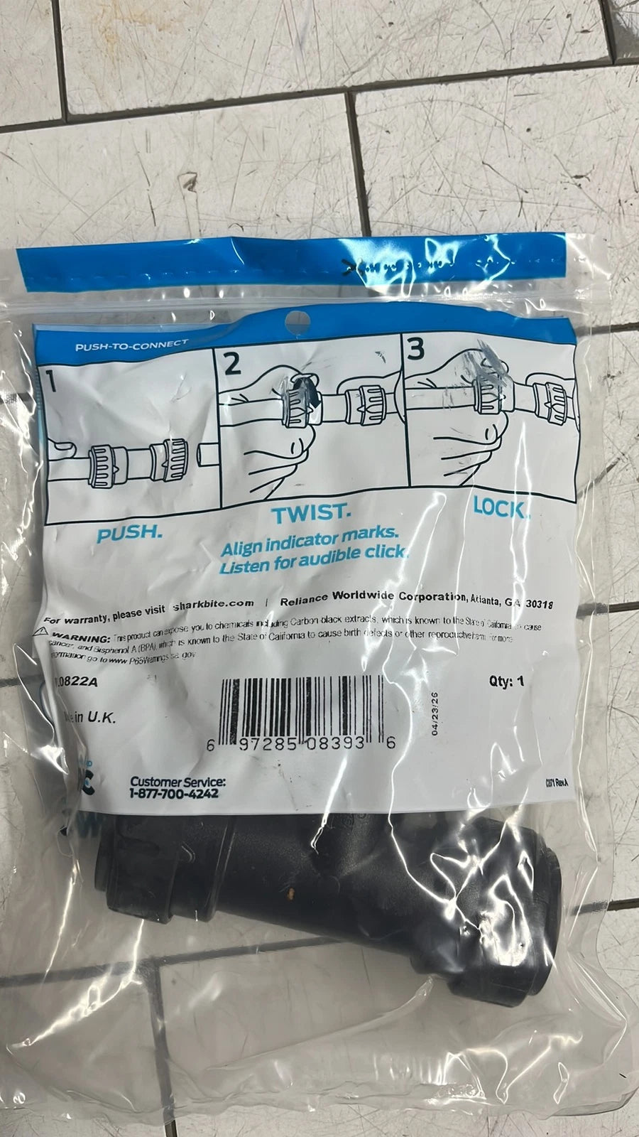 6PK SharkBite PL0822A ProLock 3/4 in. Push-to-Connect Plastic Coupling Fitting