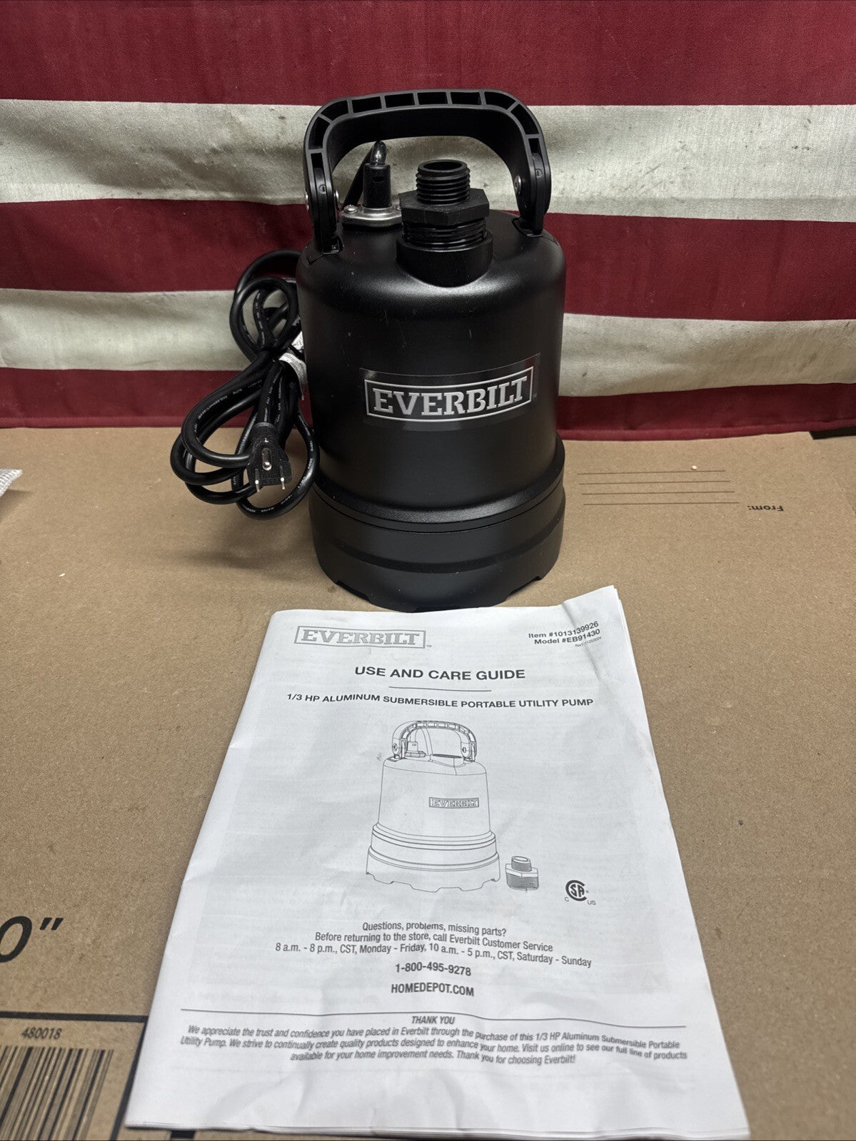 Everbilt 1/3 HP Submersible Aluminum Utility Pump Corrosion Resistant