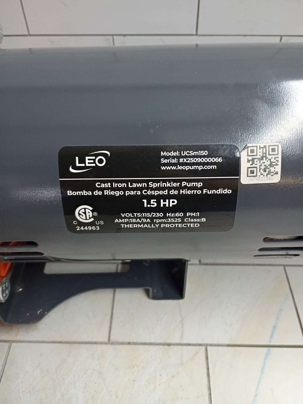 Leo 1-1/2hp Lawn Sparkler Pump Model Ucsm150 New Open Box.