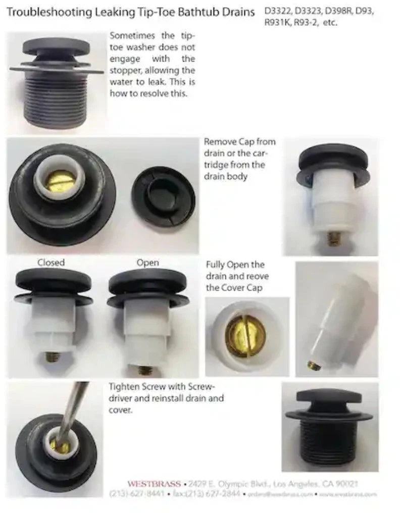 Universal Tip-Toe Bathub Drain Trim Kit with 1-1/2 in. Adapter Bushing and...