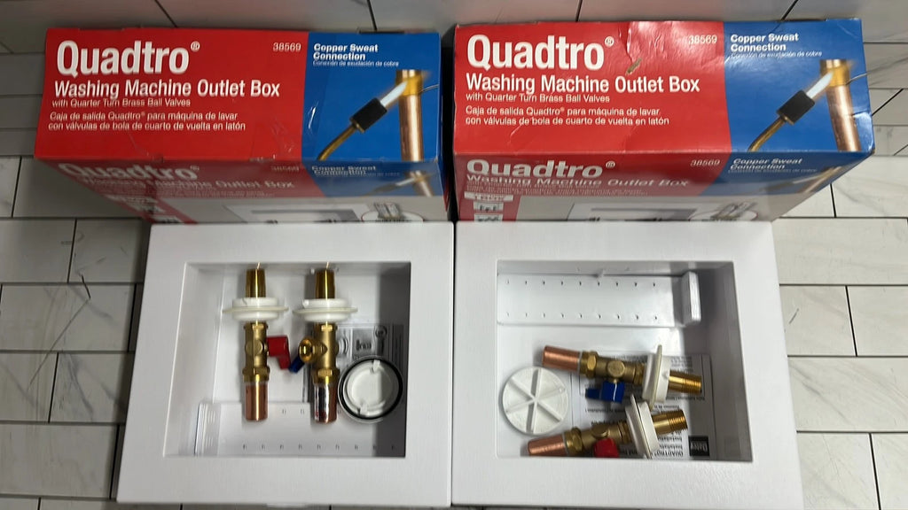 2 OATEY Quadtro 38569 - 1/2" PEX Washing Machine Outlet Box 1/4 Turn Valves