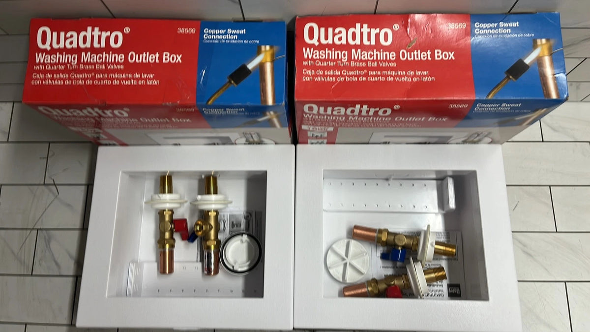 2 OATEY Quadtro 38569 - 1/2" PEX Washing Machine Outlet Box 1/4 Turn Valves