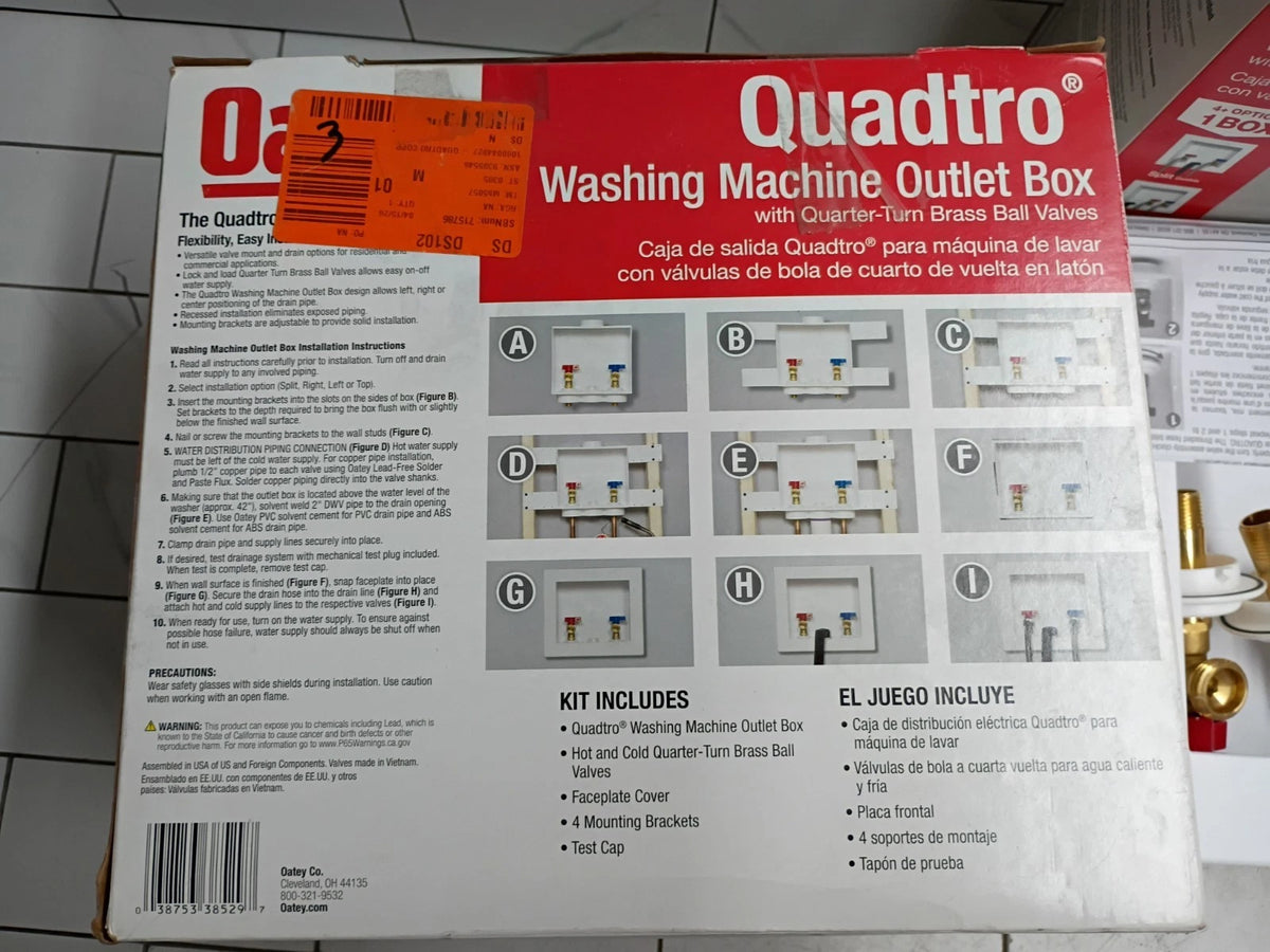 (2 Pack) Oatey 38529 Washing Machine Center Drain Outlet Box With Swt Valves OB