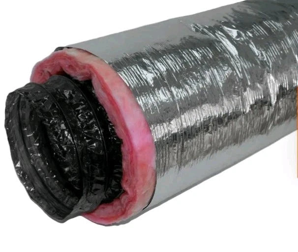 Everbilt 8 in x 25 ft R6 Insulated Flexible HVAC Duct Silver Jacket OPEN BOX