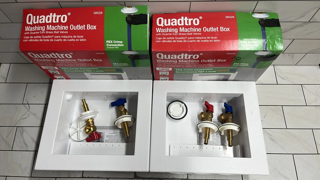 (2 Pack) Oatey Quadtro 38528 Washing Machine Outlet Box With PEX Crimp Valves OB