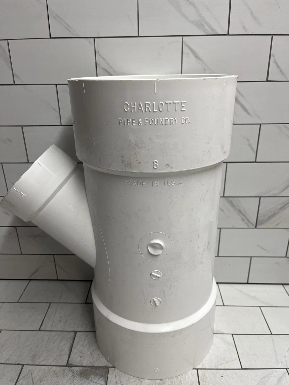 Charlotte Pipe PVC 00601 2800 8 in. x 8 in. x 4 in. PVC DWV Wye Reducing Fitting