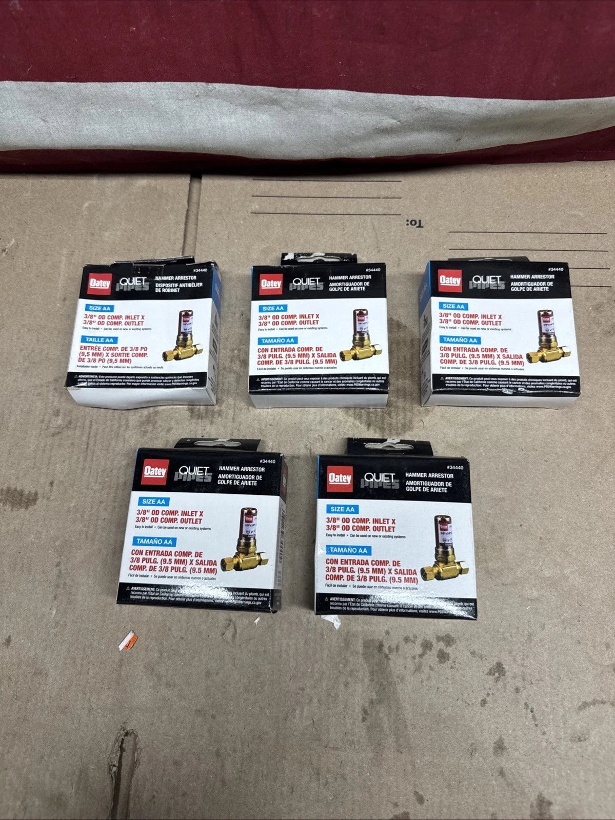 Lot Of 5 NEW Oatey Quiet Pipes 3/8" O.D. Compression Tee AA Hammer Arrestor