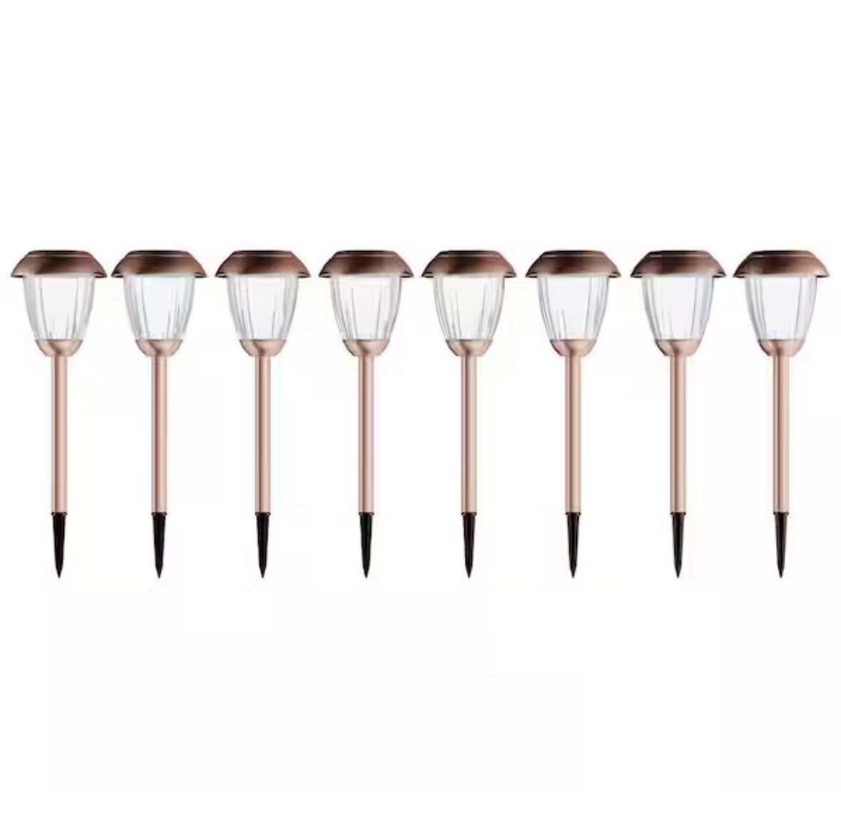 Solar-Powered Outdoor Lights - Set of 8 Stainless-Steel Stake Lights for Gard...