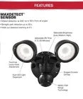 Defiant 180° Black Motion Activated Outdoor Int. LED Twin Head Flood Light