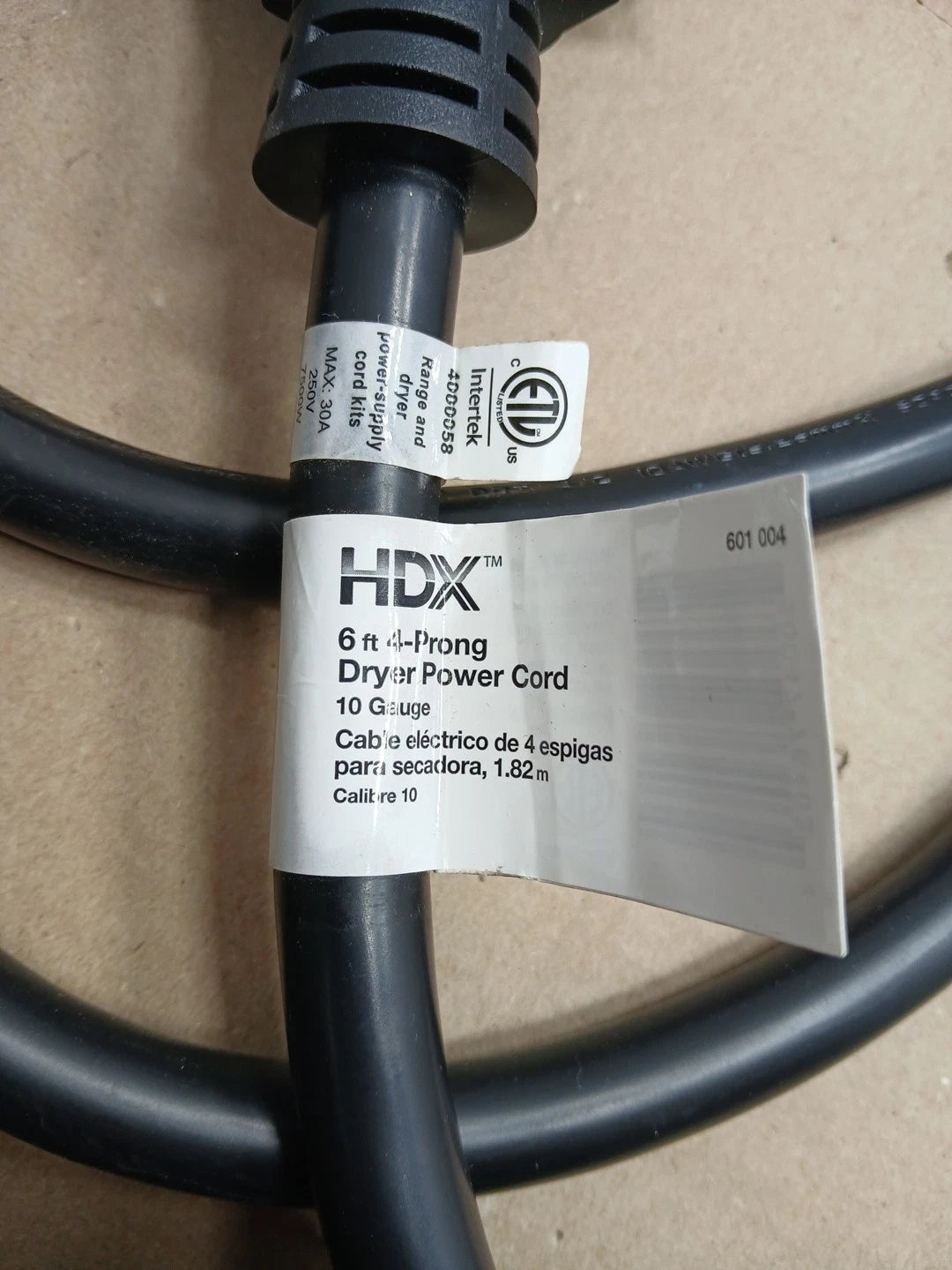 2pck HDX HD#601-004 6 ft. 10/4 30 Amp 4-Prong Dryer Power Cord
