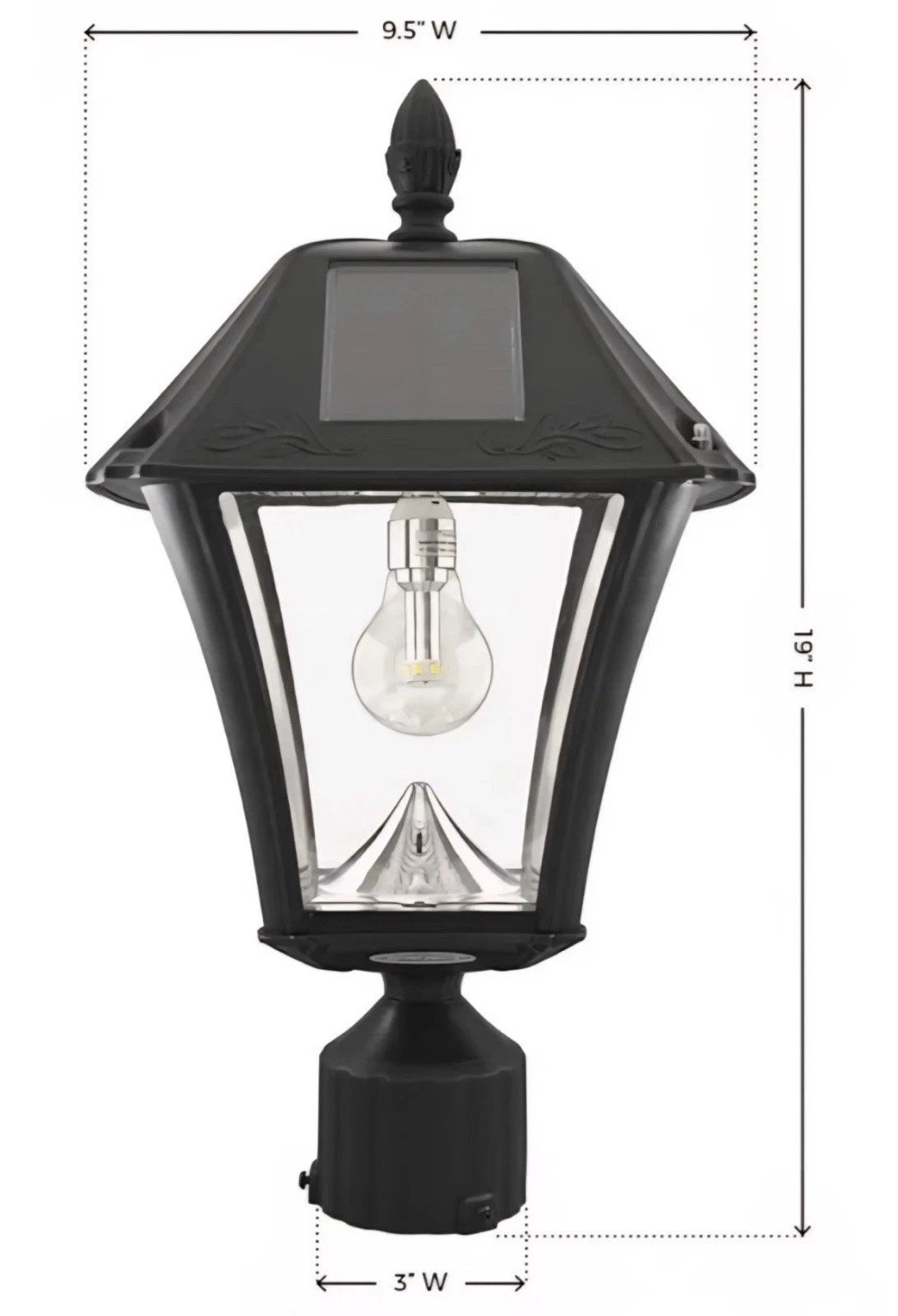 GAMA SONIC Baytown II Solar Bulb Lamp Black Outdoor LED NEW IN BOX