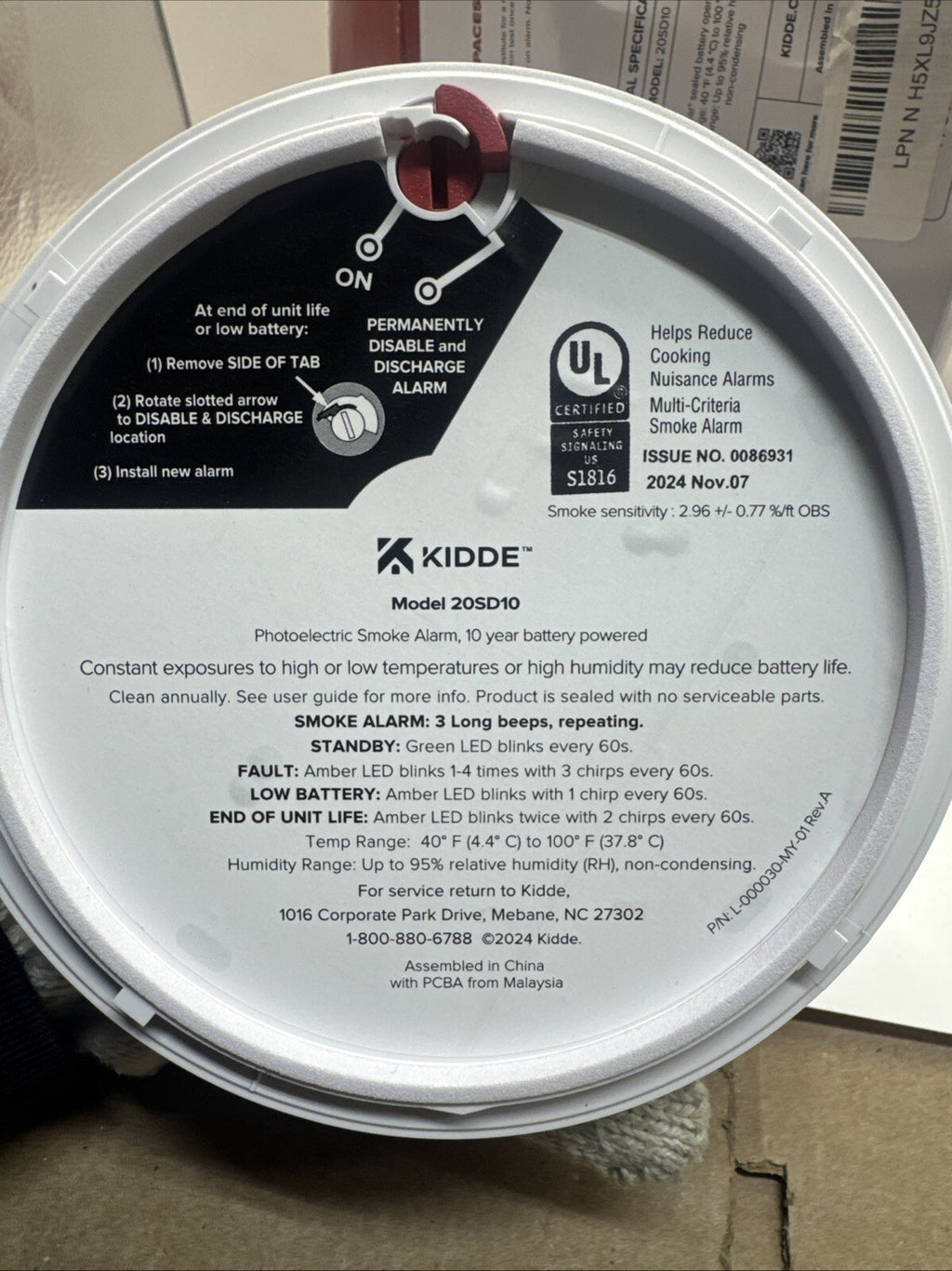 2 PACK Kidde Smoke Detector 10-Year Battery Powered LED Warning Light 20SD10