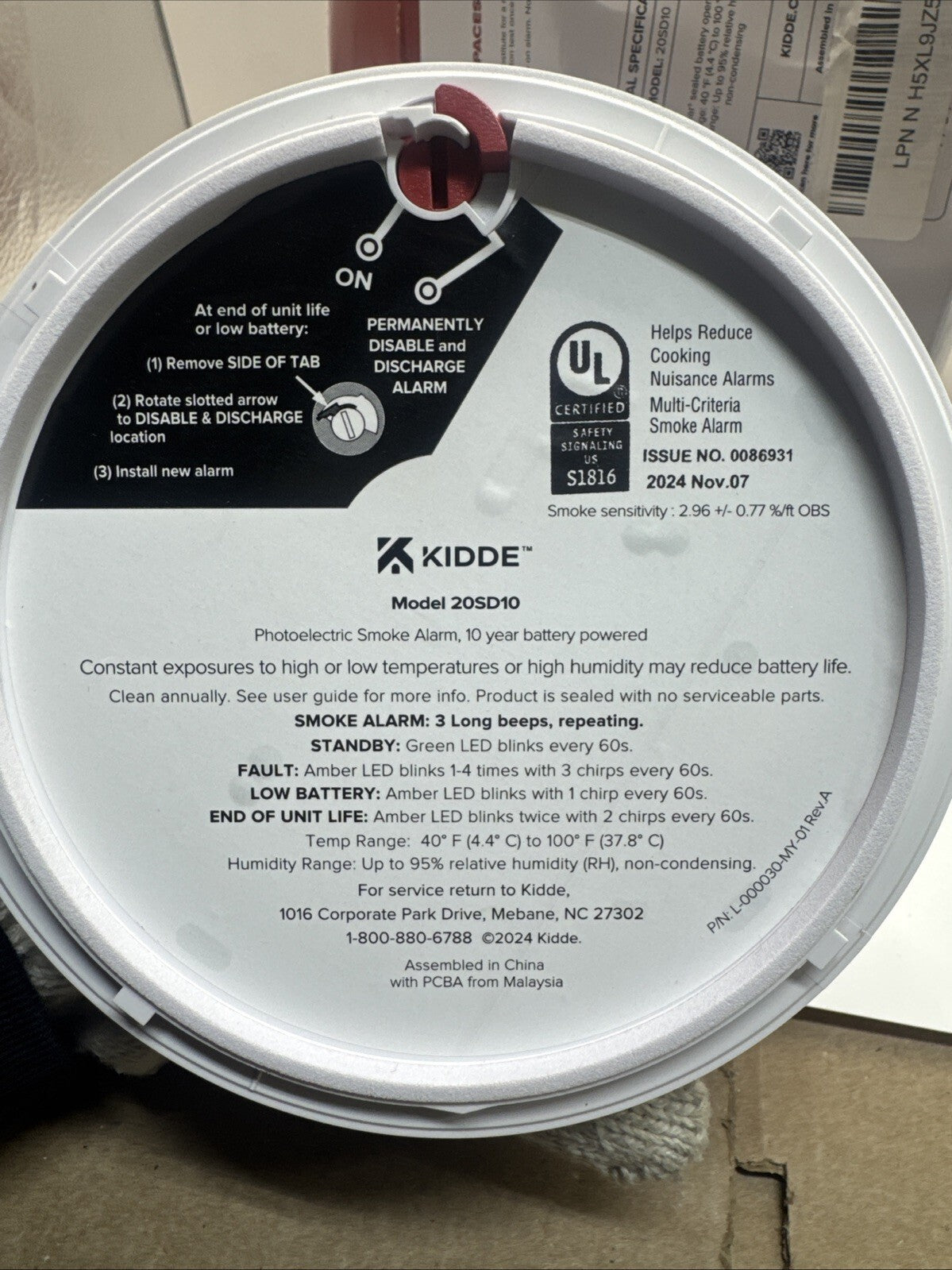 2 PACK Kidde Smoke Detector 10-Year Battery Powered LED Warning Light 20SD10