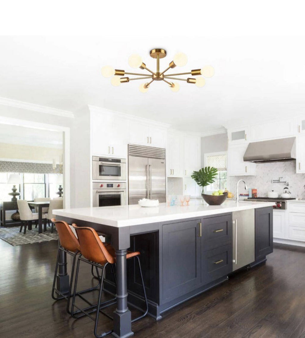RRTYO Gallman 23.6 in. 8-Light Gold Mid-Century Pendant Ceiling Light Sputnik…