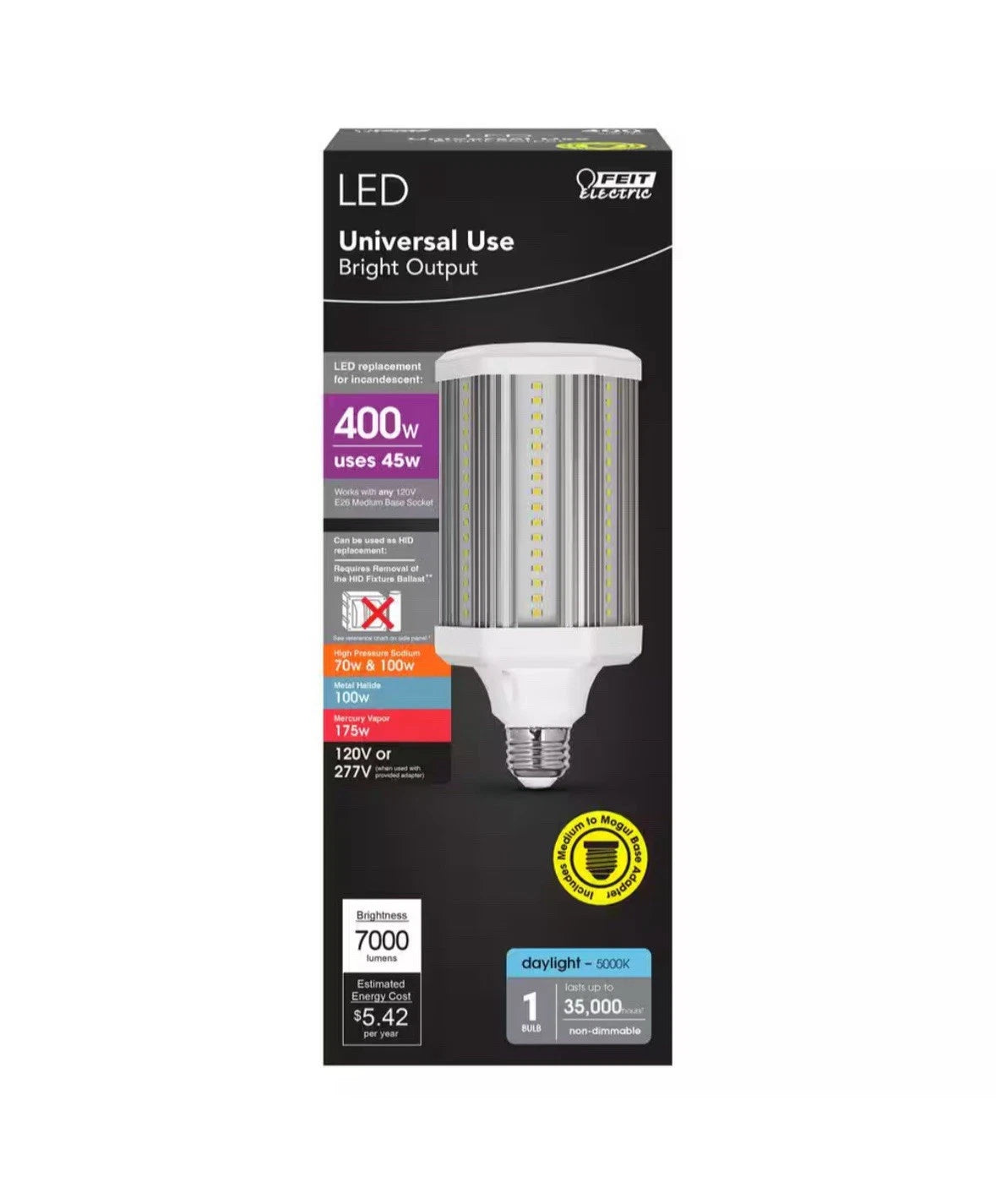 Feit Electric Corn Cob HID Utility LED Light Bulb High Lumen Daylight 5000K 40W