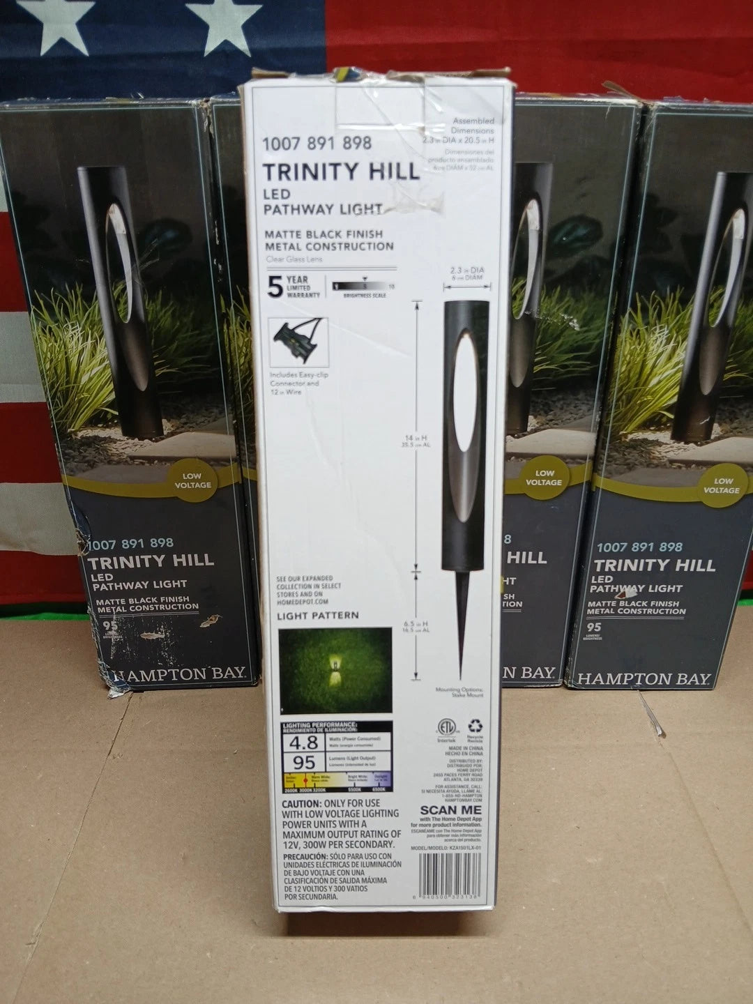 LOT OF 5 Hampton Bay Trinity Hill Matte Black LED Outdoor Bollard Path Light