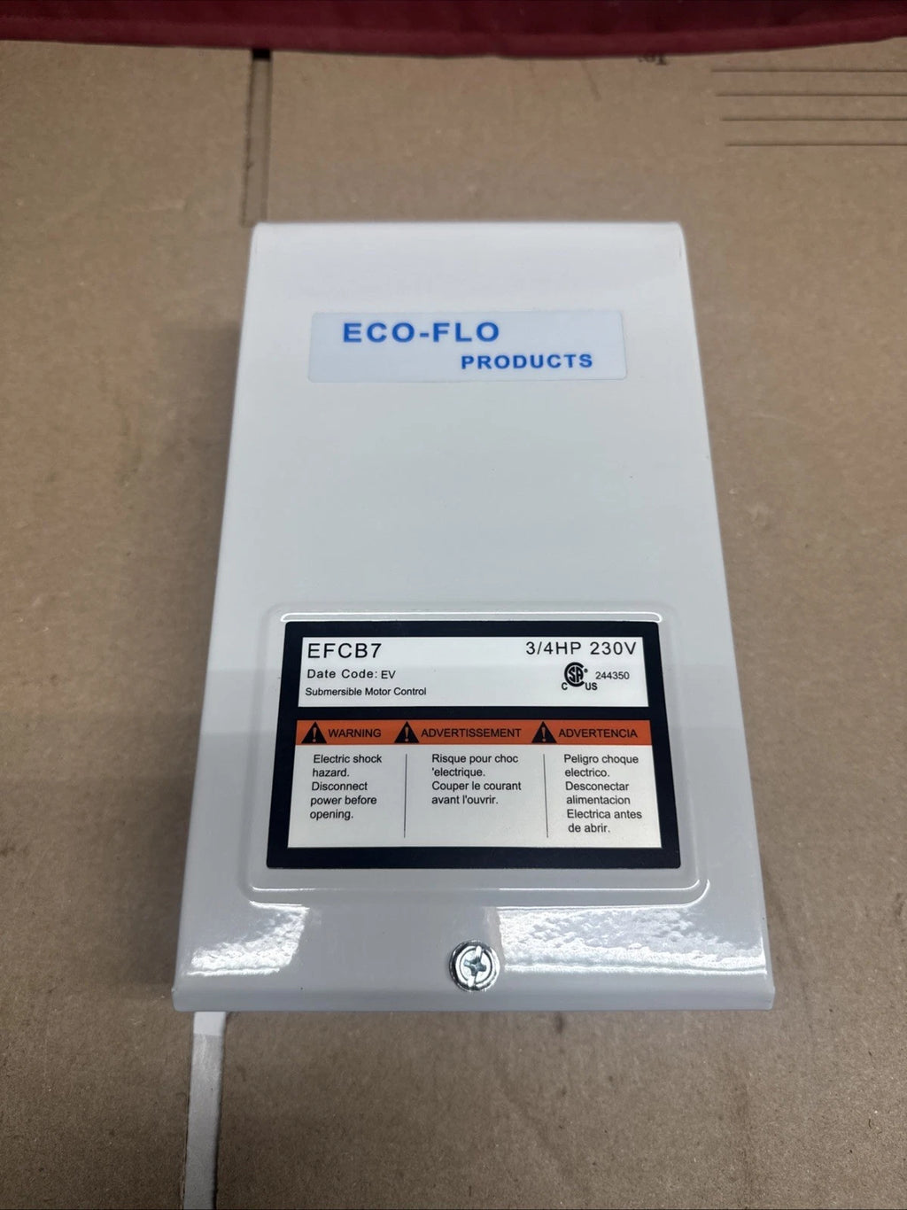 ECO-FLO EFCB7 3/4 HP Control Box For 4” Submersible Pump 3-Wire 230V Motors