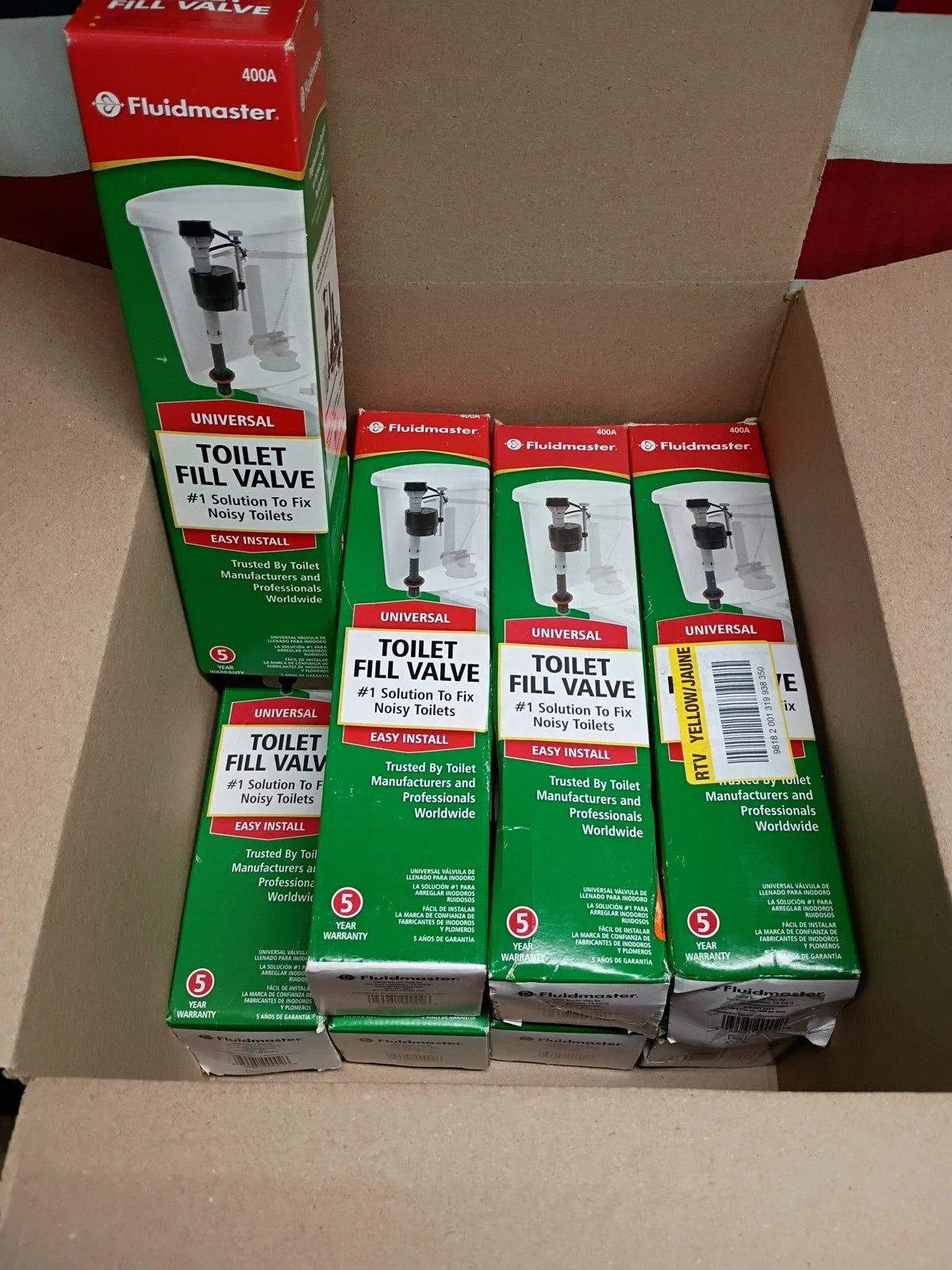 8pk Fluidmaster 400A Universal Toilet Fill Valve, Open Box,