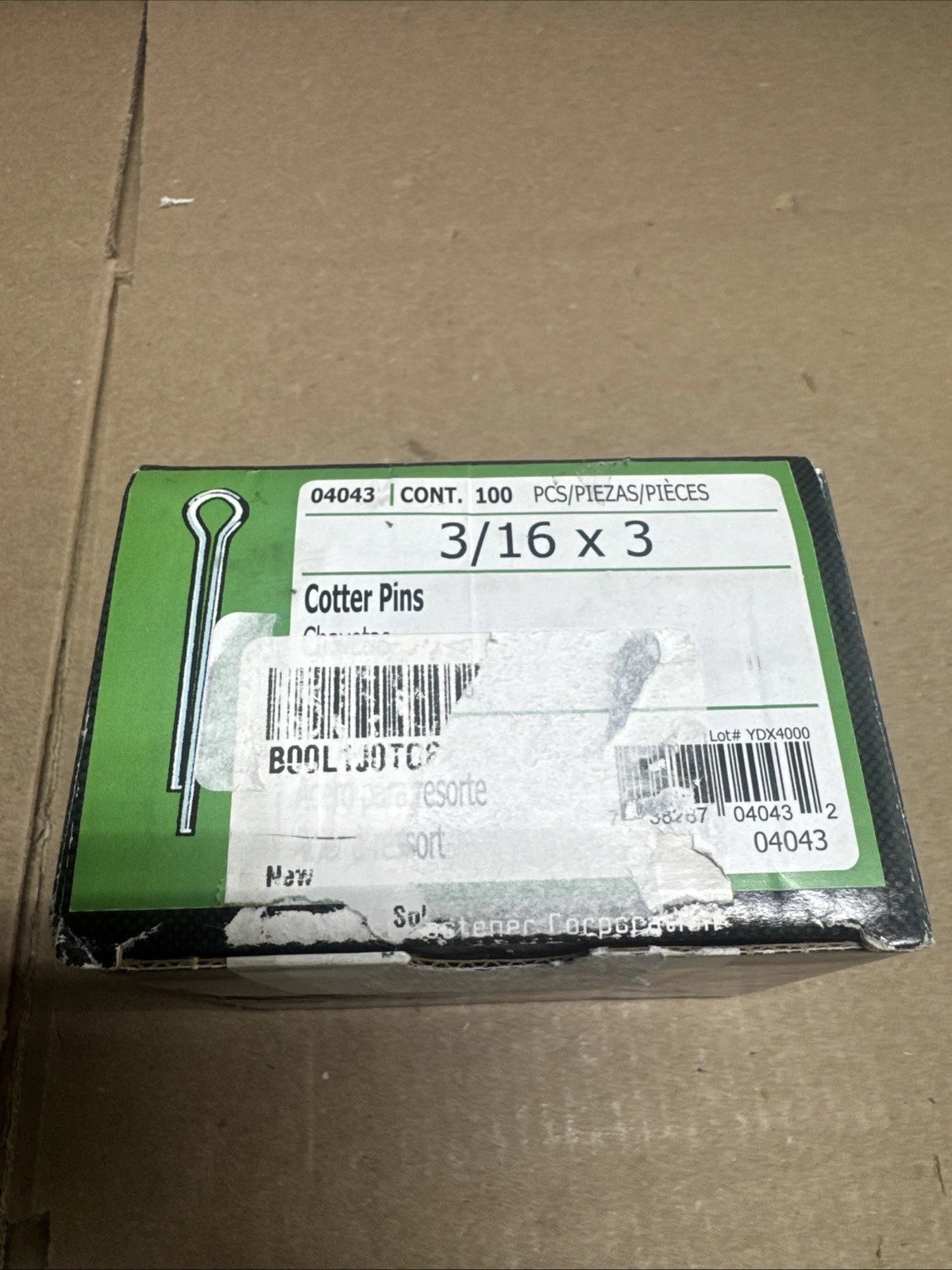 100ct 3/16" x 3" Zinc Plated Steel Cotter Pins