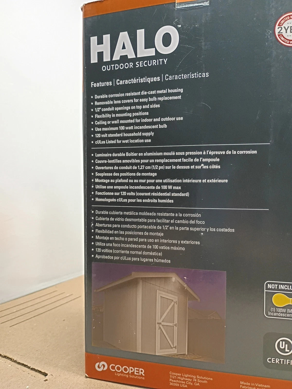 Halo Outdoor Security Vapor Proof Light 100w E26 Bulb Gray Open Box