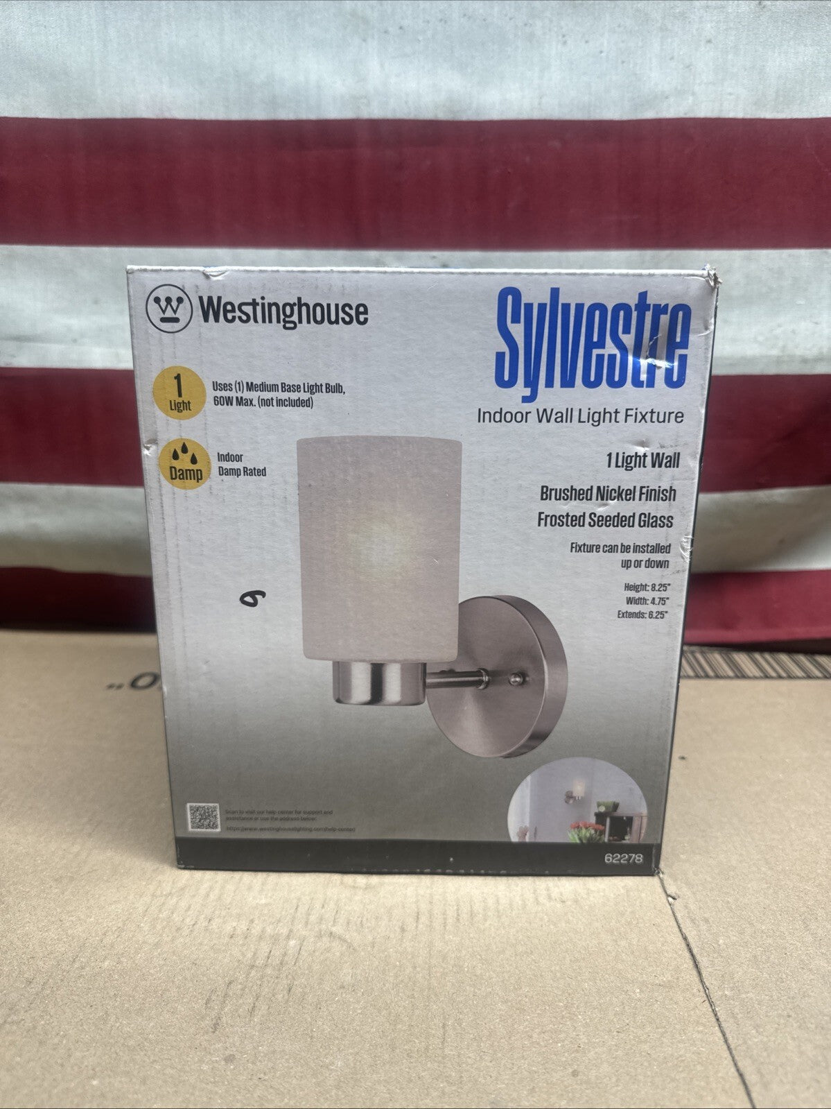 Westinghouse Sylvestre 1-Light Wall Sconce Brushed Nickel