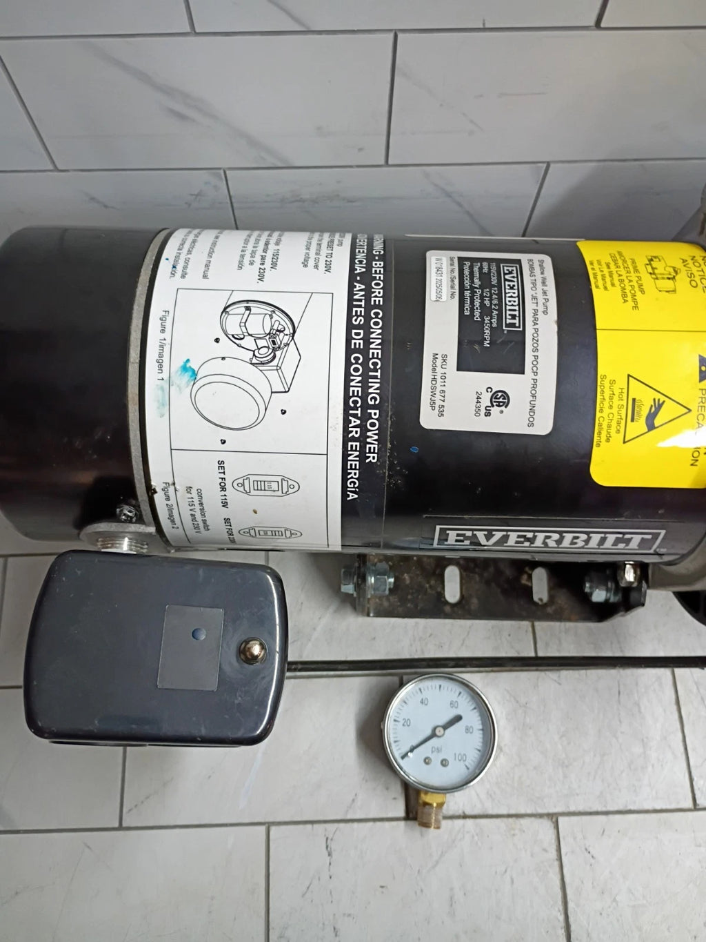 Everbilt HDSWJ5P 1/2 HP Shallow Well Jet Pump FOR PARTS ONLY