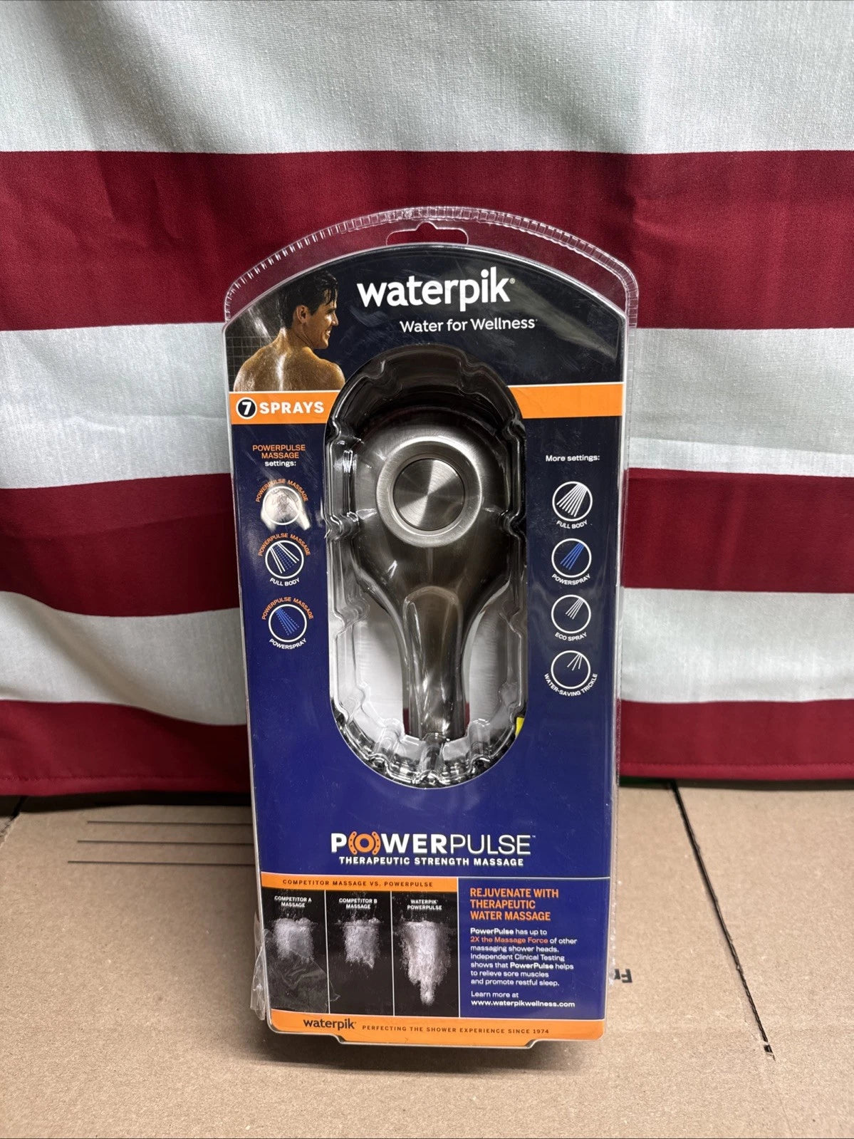 Waterpik PowerPulse Massage Hand Held Shower Head Brushed Nickel 7 Settings OB