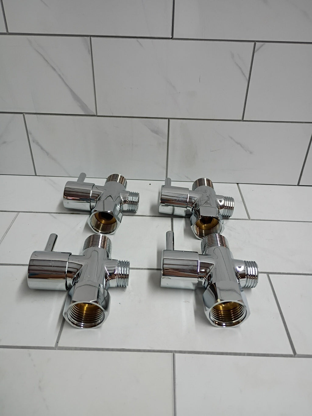 4pk Solid Brass 3-Way 1/2 Shower Diverter (Chrome Plating) New Open Box READ DES