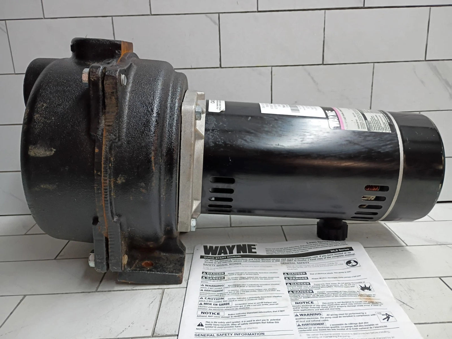 Wayne WLS150 1-1/2HP 230V Castiron Lawn Irrigation Sprinkler pump FOR PARTS ONLY
