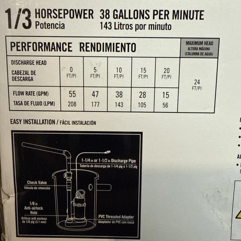 Everbilt 1/3 HP Corrosion Resistant Aluminum Sump Pump w/ Tether Switch NEW OB