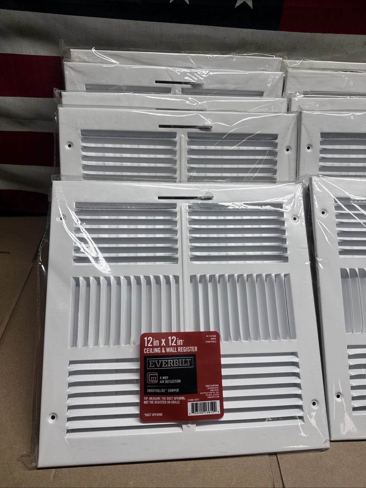 10 pack 12 in. x 12 in. 4-Way Steel Wall/Ceiling Register in White