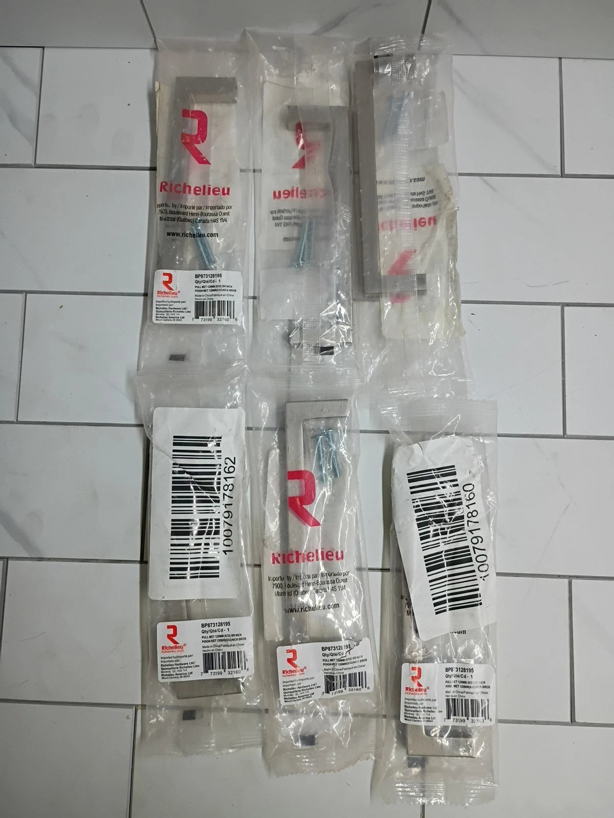 6pk Richelieu BP873128195 Cabinet Drawer Pull Handle Nickel 5" 1/2 x 1" 1/2 New