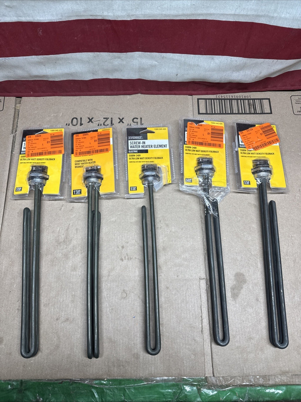 5PK Everbilt 5500W Low-Watt Density Fold-Back ScrewIn Alloy Water Heater Element
