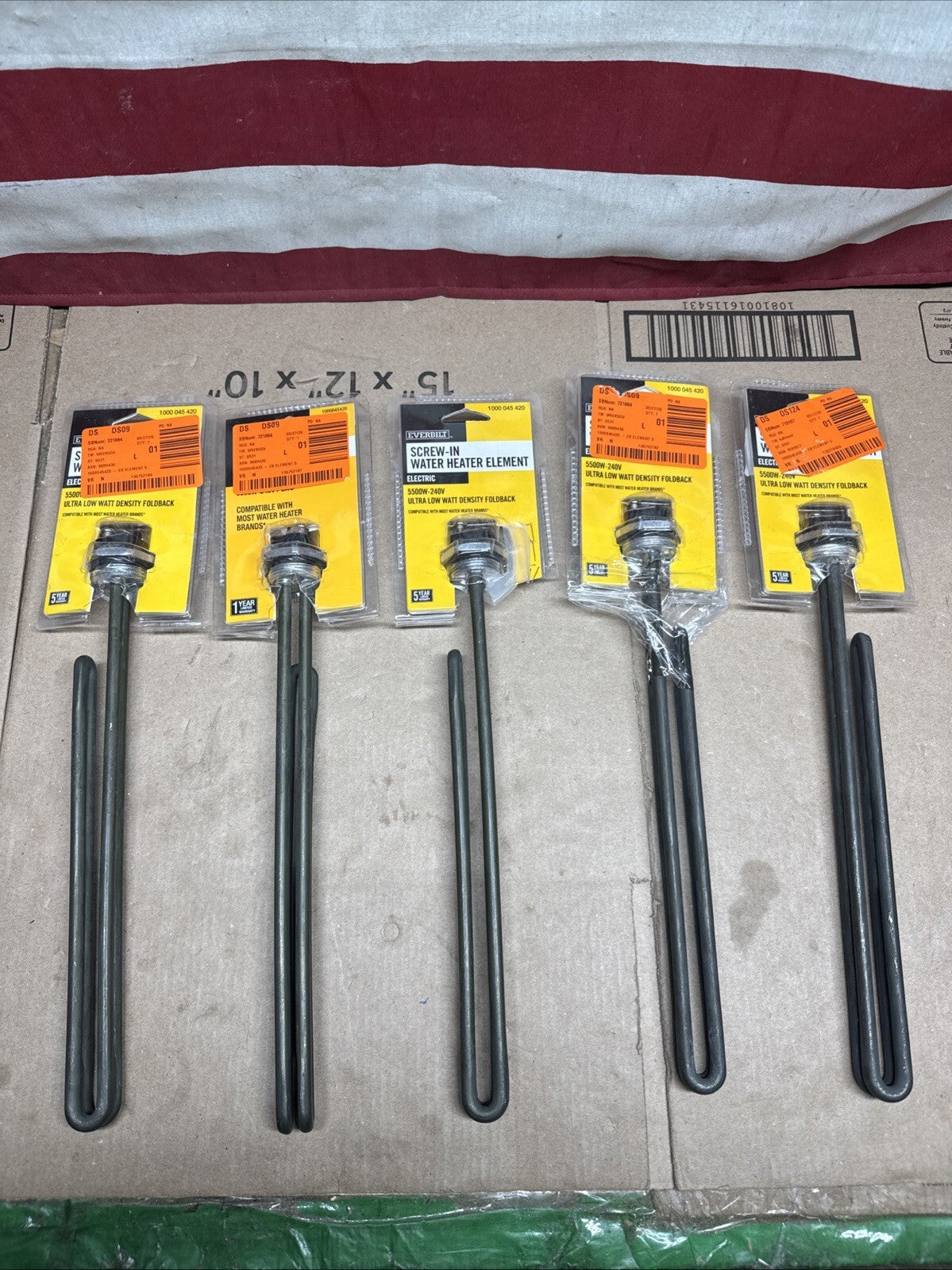 5PK Everbilt 5500W Low-Watt Density Fold-Back ScrewIn Alloy Water Heater Element