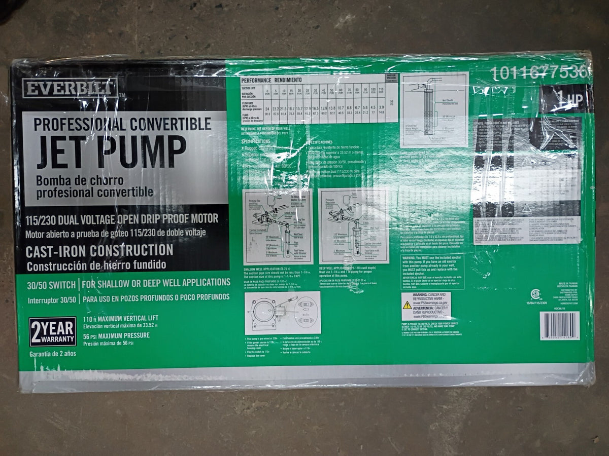 Everbilt HDCWJ10, 1 HP Professional Convertible Jet Pump PARTS ONLY