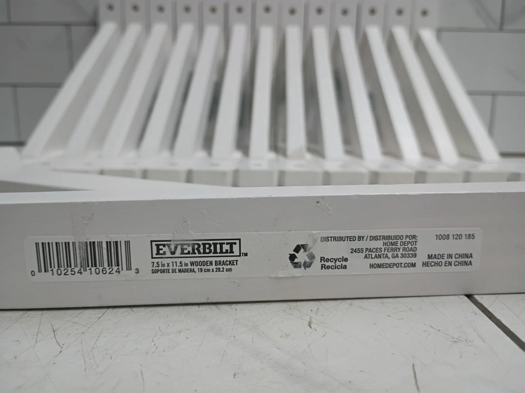 (14 Pack) Everbilt 11.5 in. x 7.5 in. Wooden Bracket White Open Box